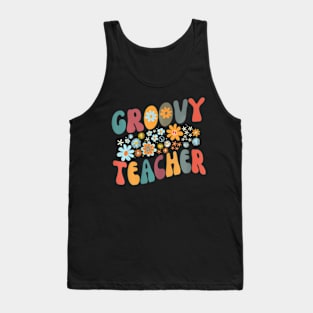 Groovy Teacher Retro Colorful Design Teacher Day Teaching Tank Top